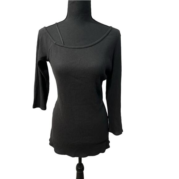 NWT! Theory Asymmetric Strap Ribbed Tee - Size XL - Picture 2 of 6